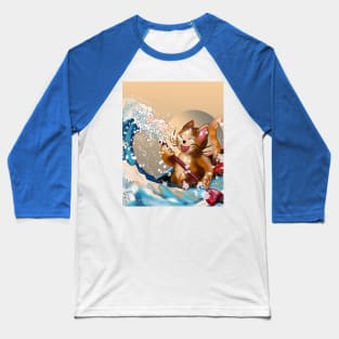 Cat in a kayak in the wave off Kanagawa Baseball T-Shirt